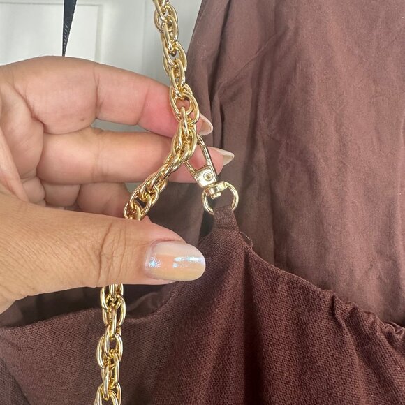 Chocolate Brown Chain Detail Halter Midi Eloquii Dress 16 - Picture 8 of 14